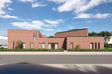New construction project in Genk with 3 houses and 5 apartments