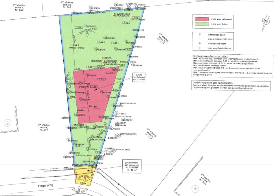 Bouwgrond voor open bebouwing op +/- 1034m² te Kapellen