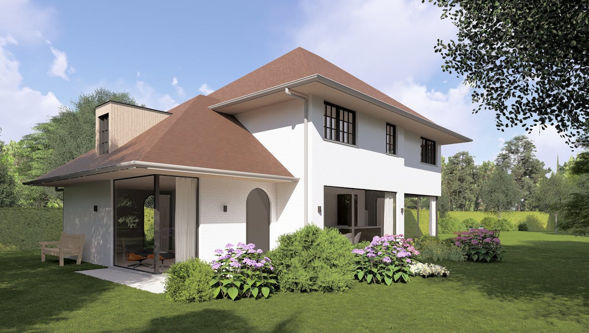 Nieuwbouwvilla langs Zilversparrenstraat te Sint-Kruis (Brugge)