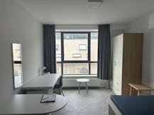 Student room with kitchen and bathroom in the center of Brussels.
