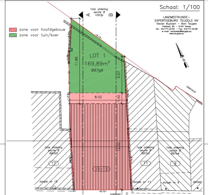 Bouwgrond 170m² geschikt voor gesloten bebouwing in centrum Temse